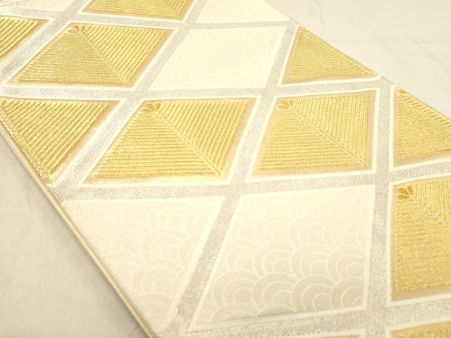 平和屋着物◎六通柄袋帯　菱松葉　金銀糸　正絹　逸品　DABA2456ya