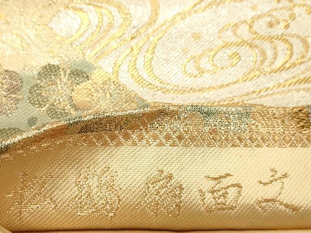 平和屋着物◎六通柄袋帯　松鶴扇面文　金銀糸　正絹　逸品　DABA2474ya