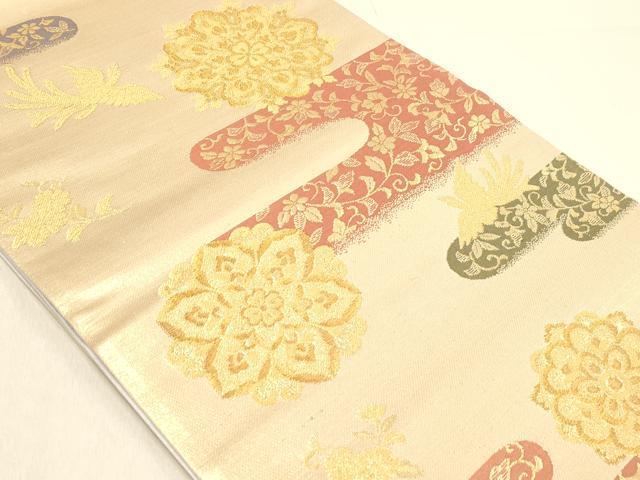 平和屋着物◎六通柄袋帯　鳳凰花文　金糸　正絹　逸品　DABA2477ya