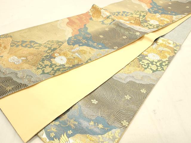 平和屋着物◎六通柄袋帯　花鳥文　金糸　正絹　逸品　DABA2480ya