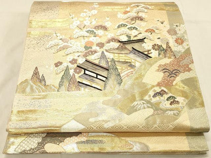 平和屋着物◎六通柄袋帯　唐織　彩雲御所解文　金銀糸　正絹　逸品　DABA2483ya