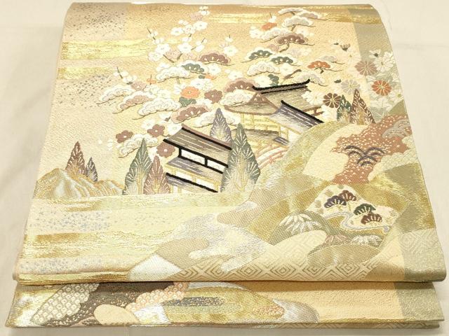 平和屋着物◎六通柄袋帯　唐織　彩雲御所解文　金銀糸　正絹　逸品　DABA2483ya