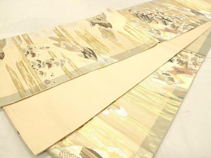 平和屋着物◎六通柄袋帯　唐織　彩雲御所解文　金銀糸　正絹　逸品　DABA2483ya
