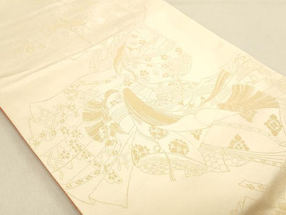 平和屋着物◎両面　全通柄袋帯　人物文　正絹　逸品　DABA2490ya