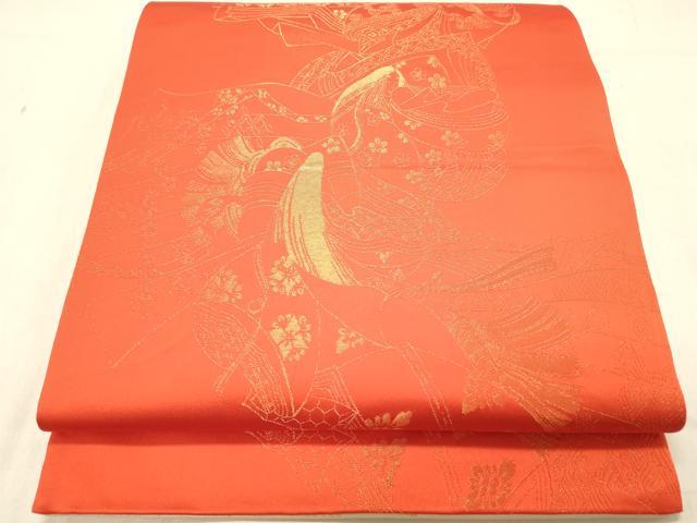 平和屋着物◎両面　全通柄袋帯　人物文　正絹　逸品　DABA2490ya