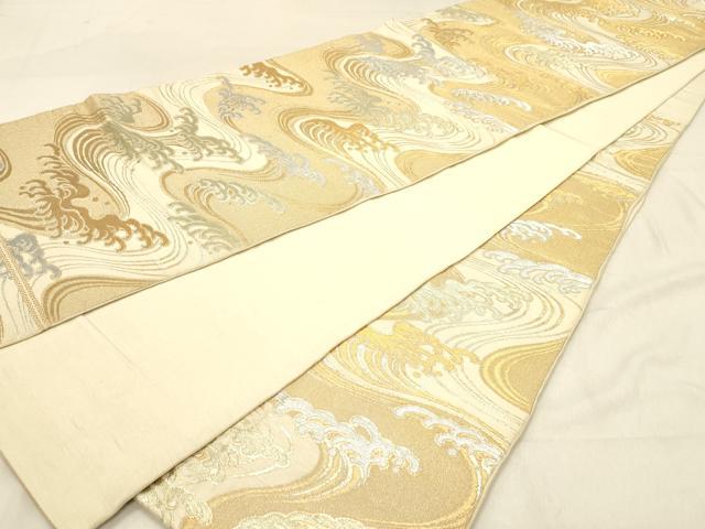 平和屋着物◎六通柄袋帯 立波文 金銀糸 正絹 逸品 DABA2494ya