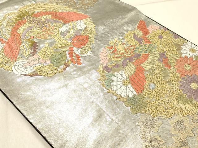平和屋着物◎六通柄袋帯　唐織　鳳凰花文　金糸　正絹　逸品　DABA2503ya