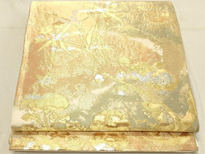 平和屋着物◎六通柄袋帯　草花文　金銀糸　正絹　逸品　DABA2517ya