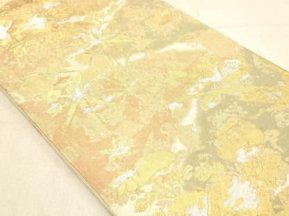 平和屋着物◎六通柄袋帯　草花文　金銀糸　正絹　逸品　DABA2517ya