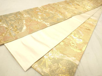 平和屋着物◎六通柄袋帯　草花文　金銀糸　正絹　逸品　DABA2517ya