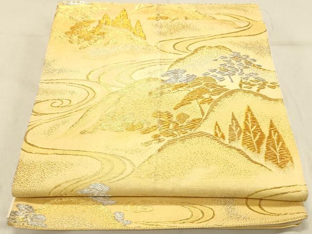 平和屋着物◎六通柄袋帯　風景文　金銀糸　正絹　逸品　DABA2518ya