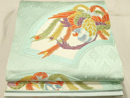 平和屋着物◎六通柄袋帯　唐織　鳳凰地紙文　正絹　逸品　DABA2520ya