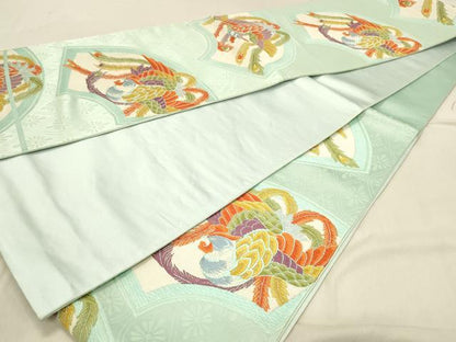 平和屋着物◎六通柄袋帯　唐織　鳳凰地紙文　正絹　逸品　DABA2520ya