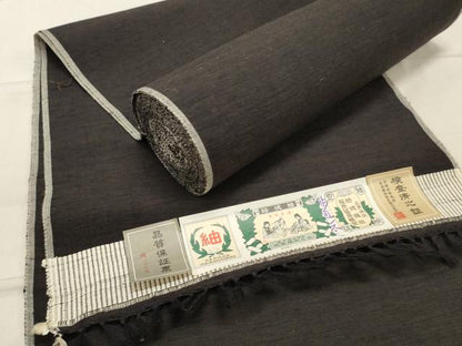平和屋着物●男性　結城紬　反物　着尺　アンサンブル　霞文　証紙付き　逸品　未使用　DABA2724zy