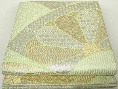 平和屋着物◎六通柄袋帯　地紙花文　金銀糸　正絹　逸品　DABA3016qa