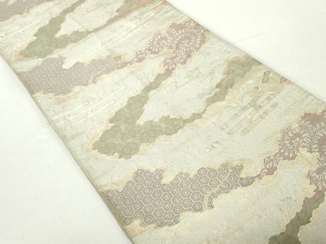 平和屋着物◎六通柄　京袋帯　道長花文　金銀糸　正絹　逸品　DABA3017qa