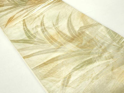平和屋着物◎西陣　六通柄袋帯　霞草花文　金糸　証紙付き　正絹　逸品　DABA3019qa
