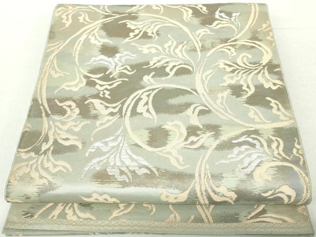 平和屋着物◎西陣 服部織物謹製 六通柄袋帯 こはく錦 更紗花