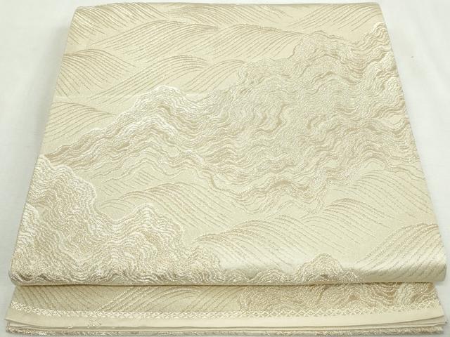平和屋着物◎西陣　六通柄袋帯　立波文　金糸　正絹　逸品　DABA3028qa