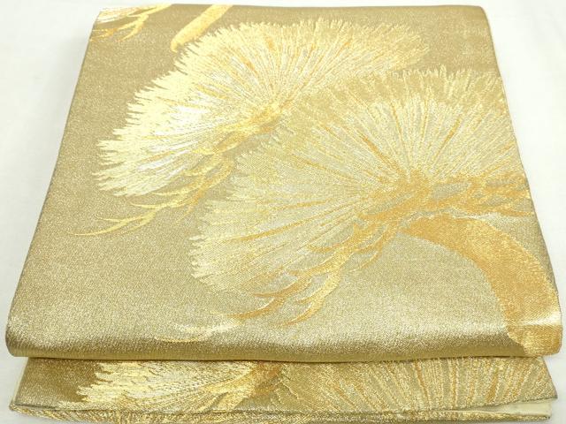 平和屋着物◎六通柄袋帯　枝松文　金糸　正絹　逸品　DABA3029qa
