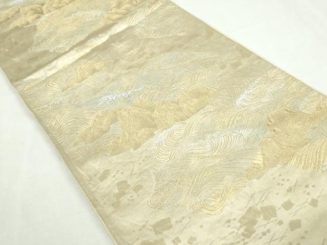 平和屋着物◎六通柄袋帯　箔散らし立波文　金銀糸　正絹　逸品　DABA3031qa