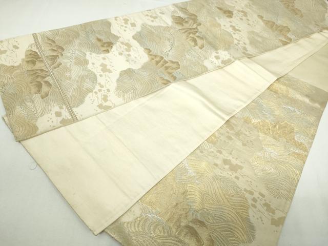 平和屋着物◎六通柄袋帯　箔散らし立波文　金銀糸　正絹　逸品　DABA3031qa