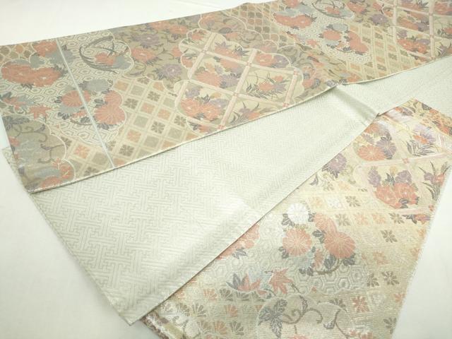 平和屋着物◎佐賀錦　六通柄袋帯　天井花文　金銀糸　正絹　逸品　DABA3034qa