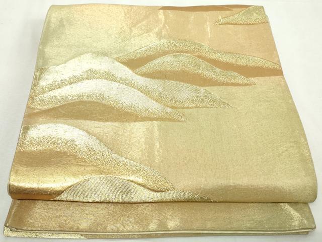 平和屋着物◎六通柄袋帯　重ね山文　金糸　正絹　逸品　DABA3061qa