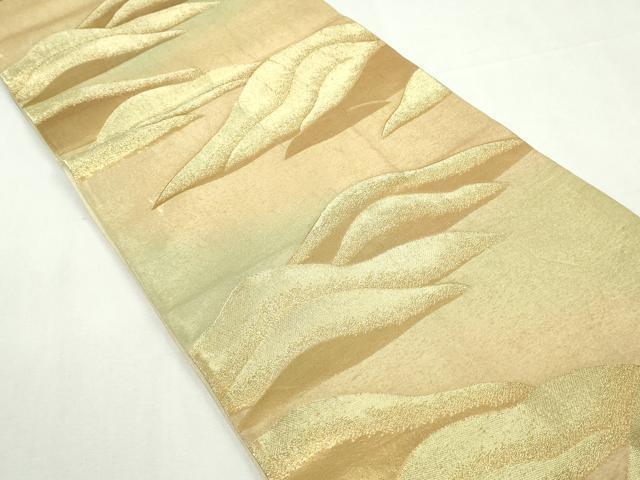 平和屋着物◎六通柄袋帯　重ね山文　金糸　正絹　逸品　DABA3061qa