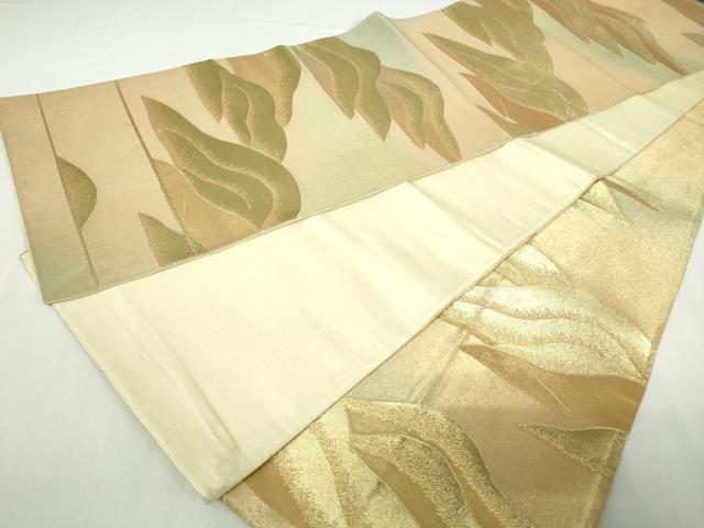平和屋着物◎六通柄袋帯　重ね山文　金糸　正絹　逸品　DABA3061qa