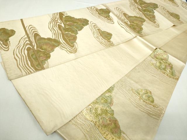 平和屋着物◎六通柄袋帯 流水風景文 金糸 正絹 逸品 DABA3076qa