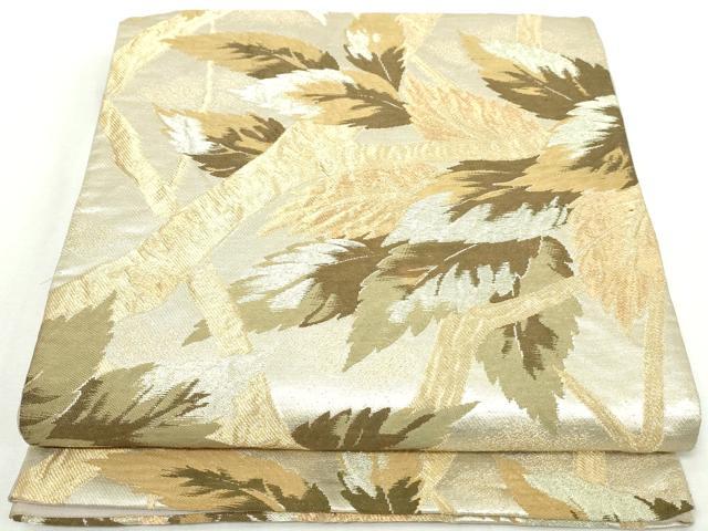 平和屋着物◎六通柄袋帯　枝葉文　金糸　正絹　逸品　DABA3078qa