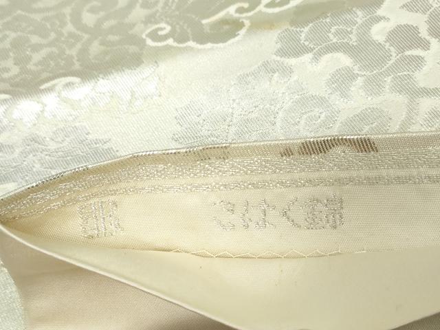 平和屋着物◎西陣 服部織物謹製 六通柄袋帯 向い鳥更紗花文 こはく錦 銀糸 正絹 逸品 DABA3081qa