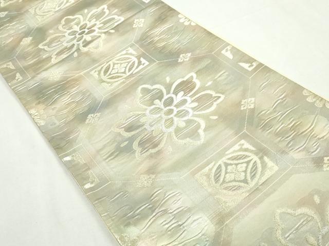 平和屋着物◎西陣 六通柄袋帯 蜀江花文 金銀糸 証紙付き 正絹 逸品 DABA3082qa