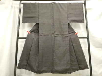 平和屋着物■男性　紬　格子文　正絹　逸品　DABA3087qa