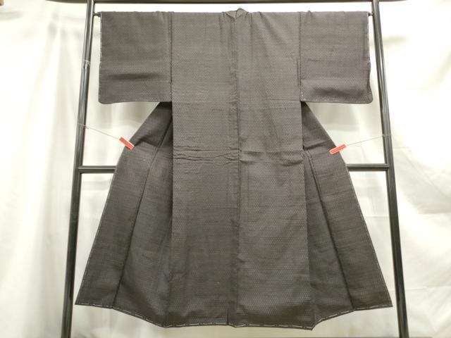 平和屋着物■男性　紬　格子文　正絹　逸品　DABA3087qa