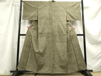 平和屋着物■上質な紬　幾何学文　正絹　逸品　DABA3089qa