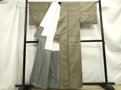 平和屋着物■上質な紬　幾何学文　正絹　逸品　DABA3089qa