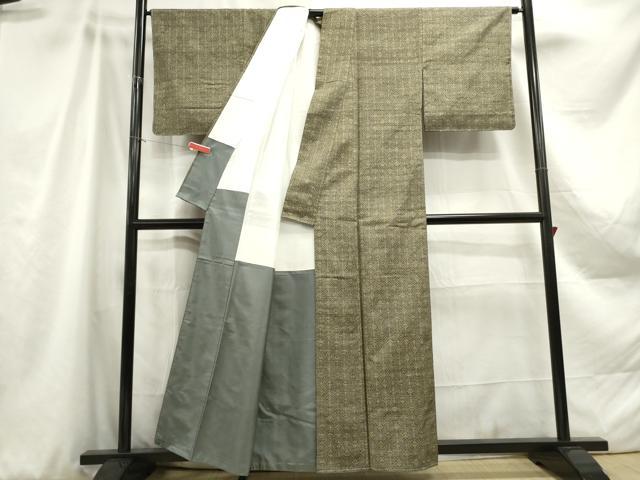 平和屋着物■上質な紬　幾何学文　正絹　逸品　DABA3089qa