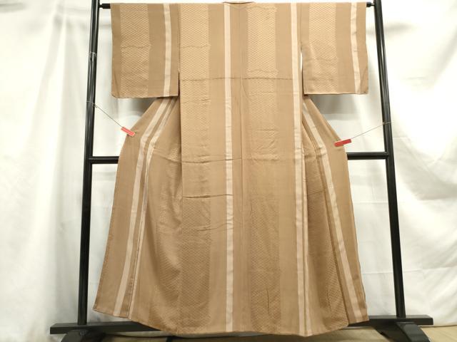 平和屋着物■上質な小紋　鹿の子間道　正絹　逸品　DABA3096qa