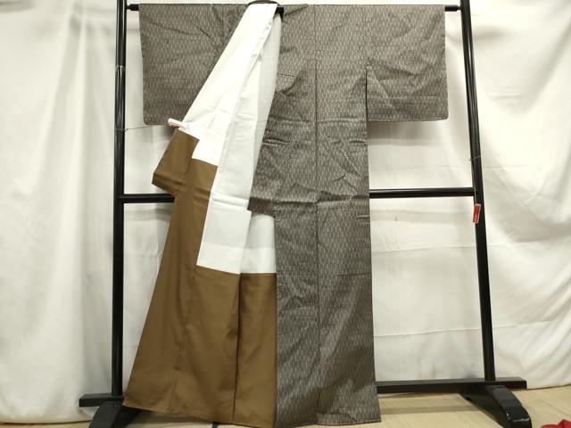 平和屋着物■上質な紬　亀甲文　正絹　逸品　DABA3108qa