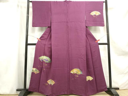 平和屋着物■訪問着　手描き　地紙花鳥文　金彩　さが美扱い　正絹　逸品　DABA3117qa