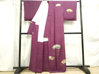 平和屋着物■訪問着　手描き　地紙花鳥文　金彩　さが美扱い　正絹　逸品　DABA3117qa