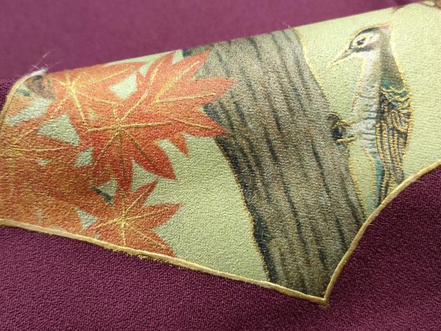 平和屋着物■訪問着　手描き　地紙花鳥文　金彩　さが美扱い　正絹　逸品　DABA3117qa