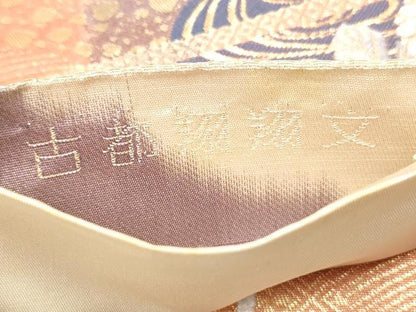 平和屋着物◎六通柄袋帯　唐織　古都翔翔文　金糸　正絹　逸品　DABA3130qa