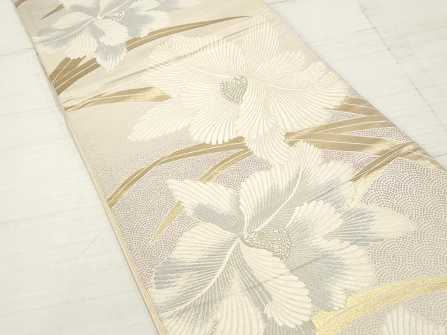 平和屋着物◎六通柄袋帯 唐織 草花文 金銀糸 正絹 逸品 DABA3138qa