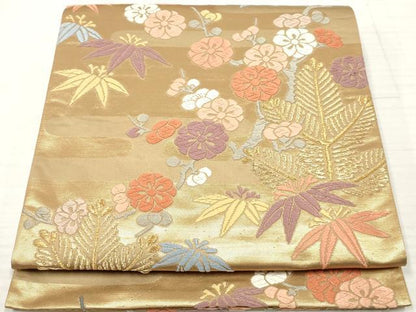 平和屋着物◎六通柄袋帯　唐織　松竹梅　金糸　正絹　逸品　DABA3145qa