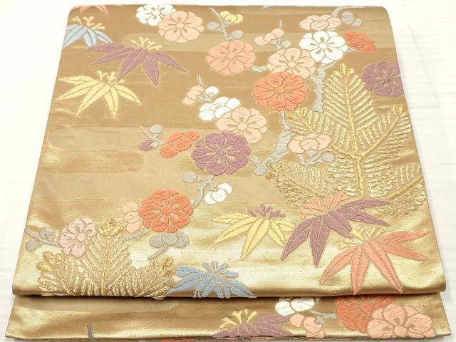 平和屋着物◎六通柄袋帯　唐織　松竹梅　金糸　正絹　逸品　DABA3145qa