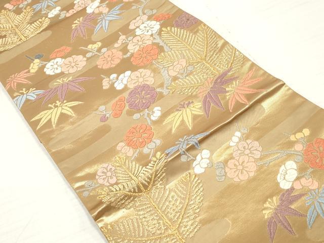 平和屋着物◎六通柄袋帯　唐織　松竹梅　金糸　正絹　逸品　DABA3145qa