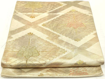 平和屋着物◎六通柄袋帯 松皮菱桐文 金糸 正絹 逸品 DABA3147qa